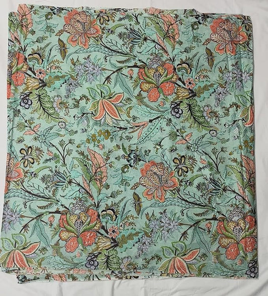Indian Hand-Block Printed Jaipuri Flower Print Floral Ethnic Sanganer
