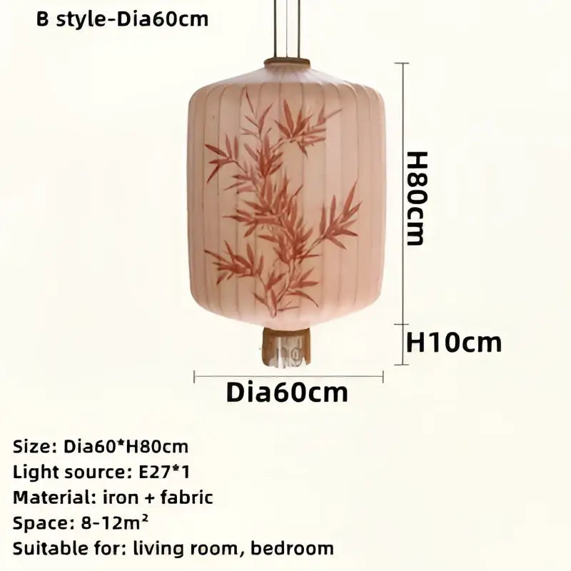 Handmade cream & peach bamboo lantern pendant light