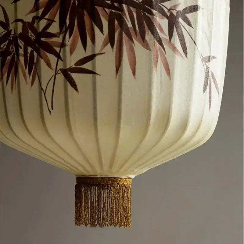 Handmade cream & peach bamboo lantern pendant light
