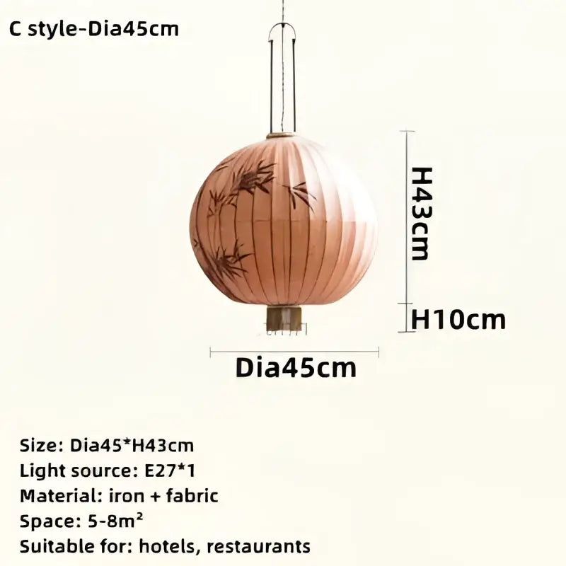 Handmade cream & peach bamboo lantern pendant light