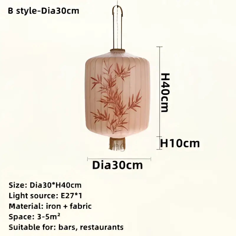 Handmade cream & peach bamboo lantern pendant light