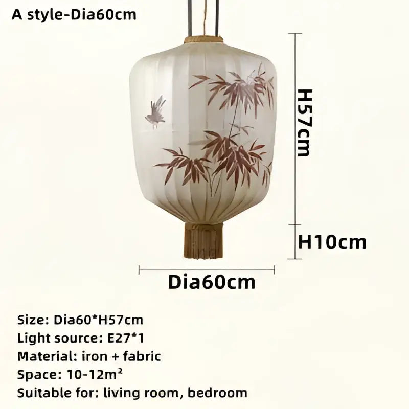 Handmade cream & peach bamboo lantern pendant light