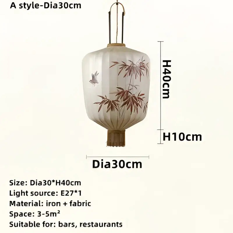 Handmade cream & peach bamboo lantern pendant light