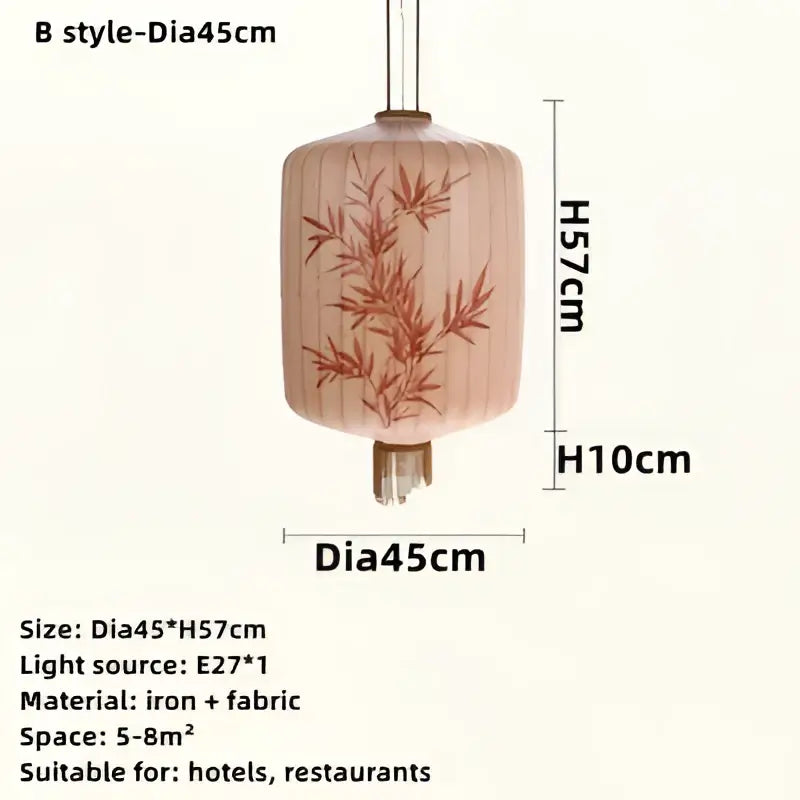 Handmade cream & peach bamboo lantern pendant light