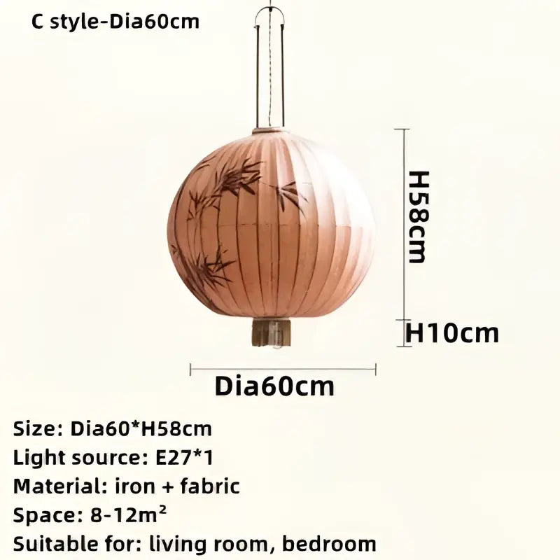 Handmade cream & peach bamboo lantern pendant light
