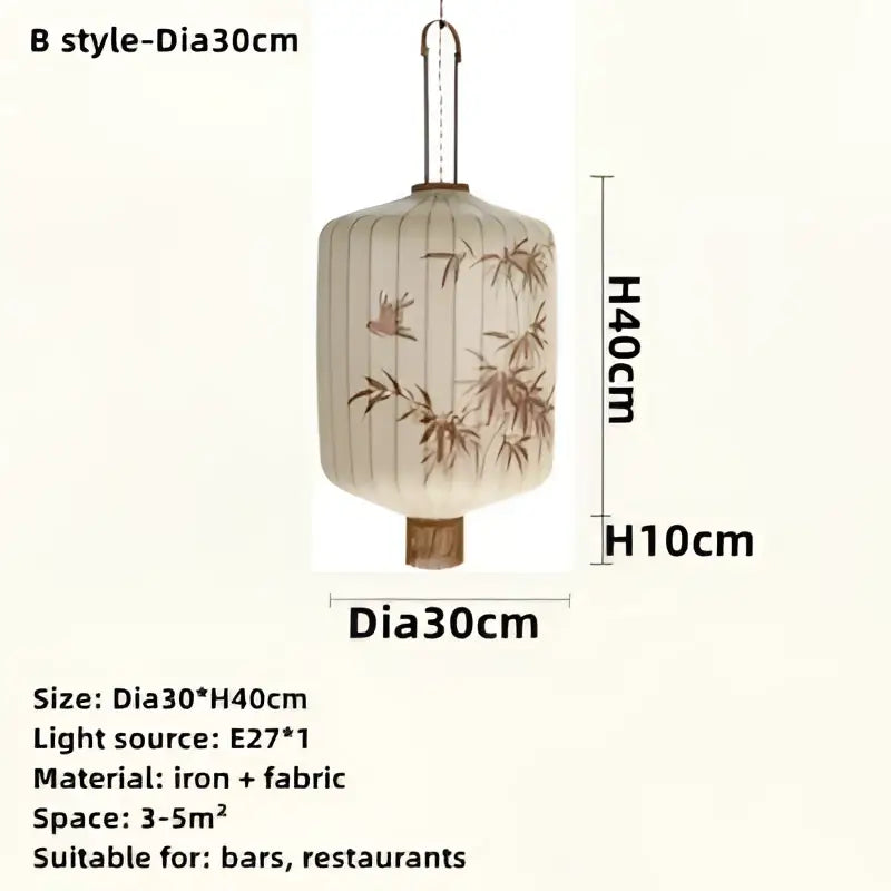 Handmade cream & peach bamboo lantern pendant light