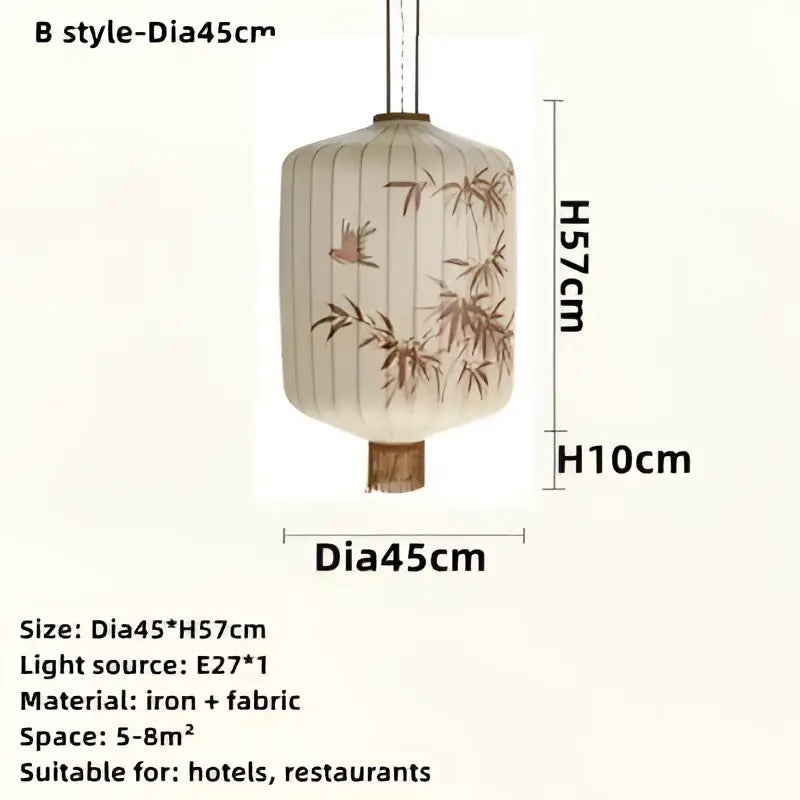 Handmade cream & peach bamboo lantern pendant light