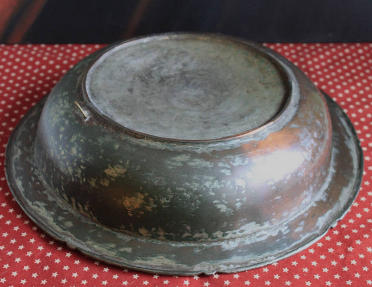 Vintage Indian Hammered Copper Bowl – Large Hand-Pounded Tinned Rustic Pan