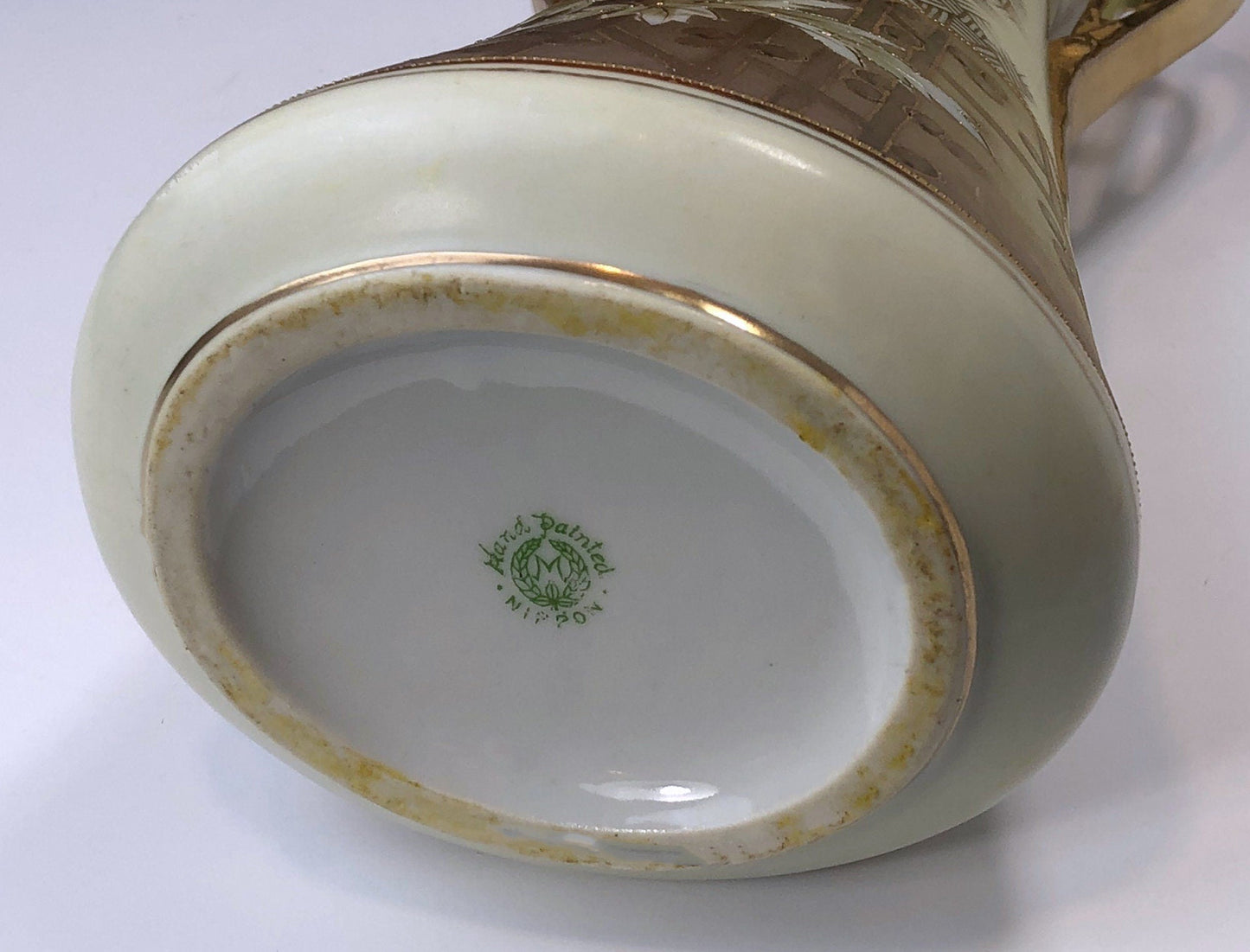 Handbemalte Jugendstil Nippon Vase, antike japanische Gold Blumenurne