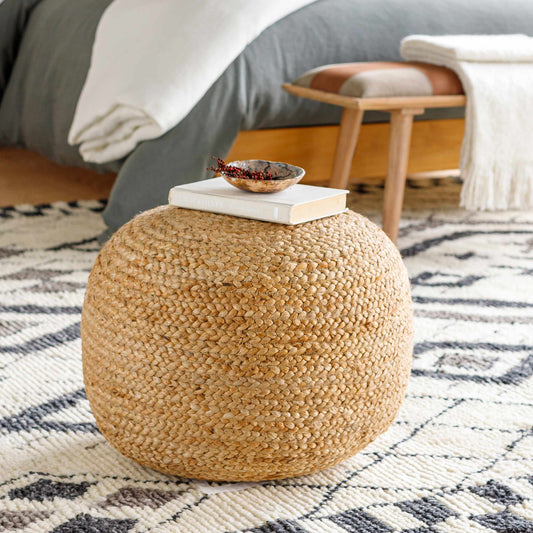 Kaumakani Knitted Jute Round Pouf Ottoman