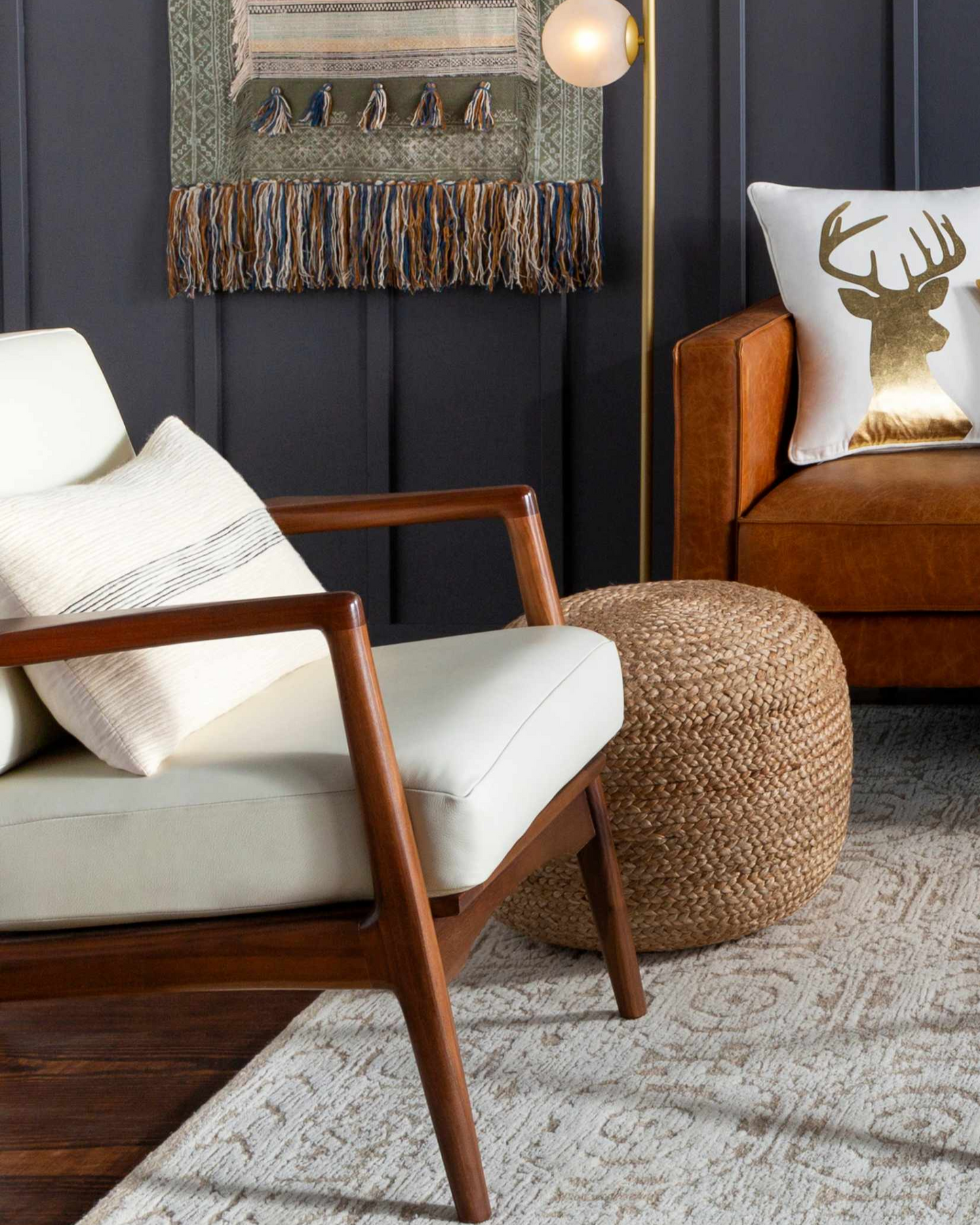 Kaumakani Knitted Jute Round Pouf Ottoman