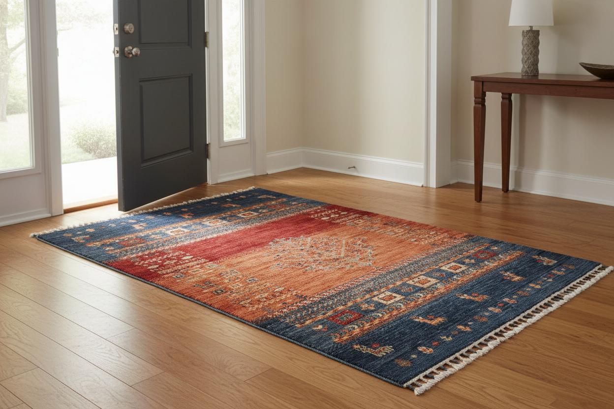 Afghan Tree of Life Gabbeh Rug - (3'04"x5'00") rust/blue