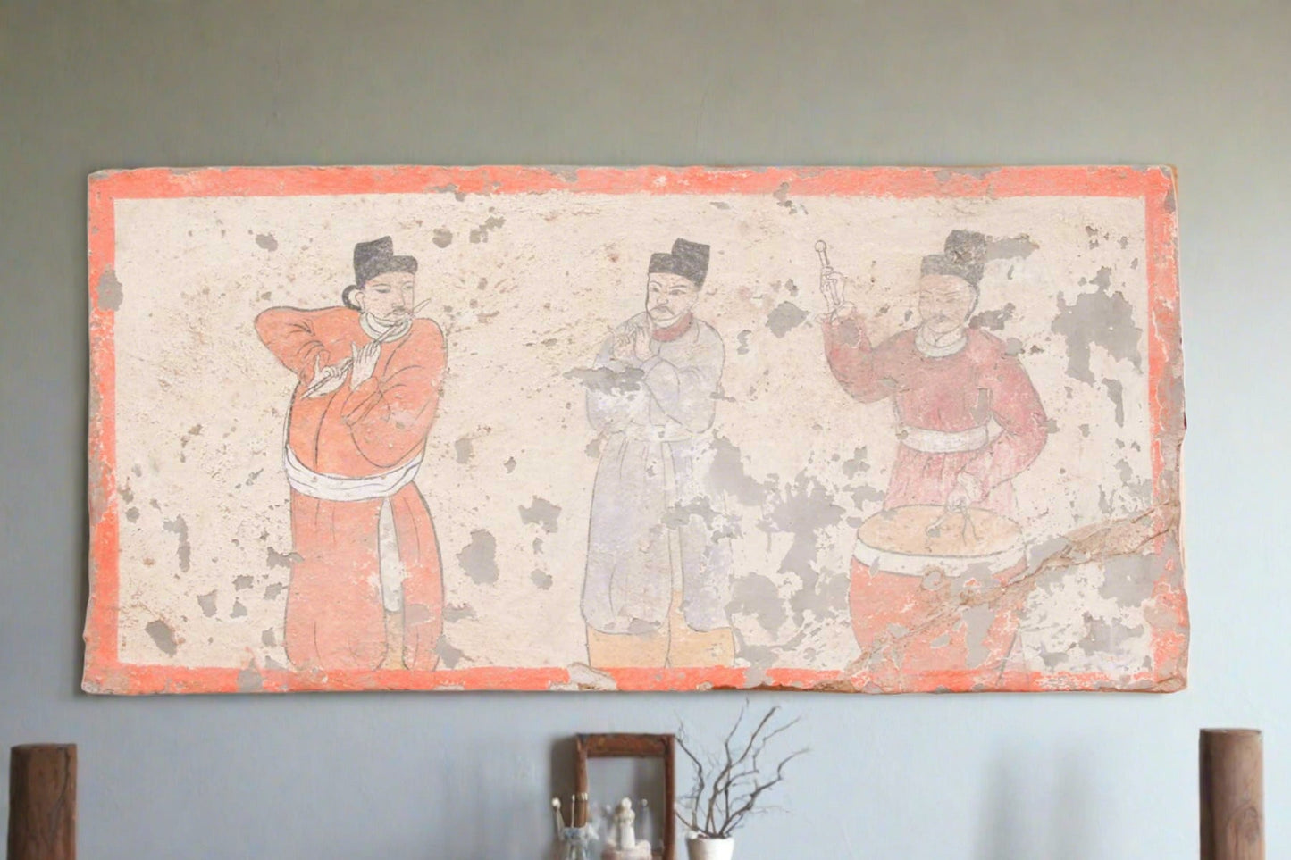 Liao Dynasty Style Vintage Mongolian Musicians Mural Tile