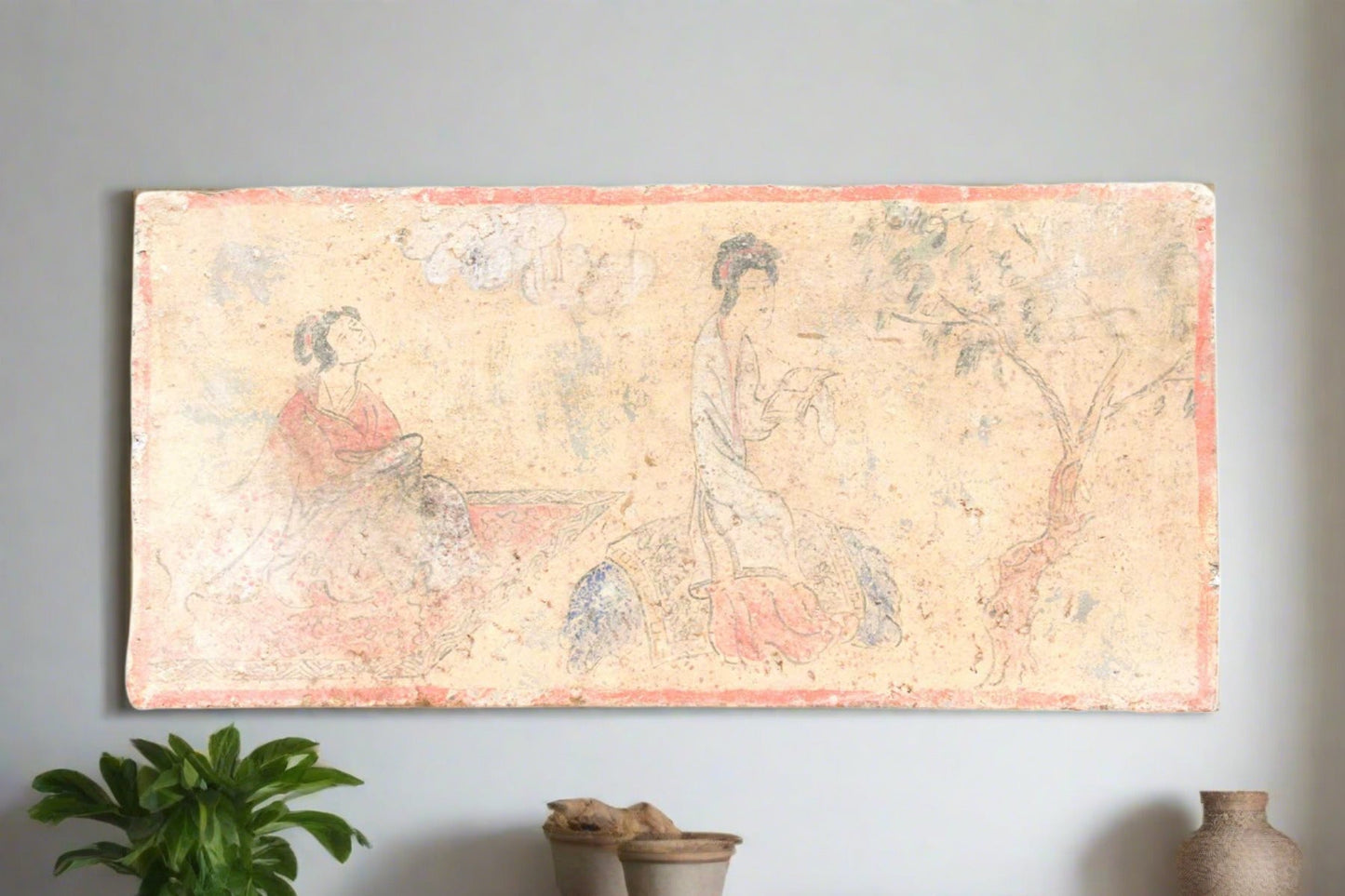 Peaceful Hand Painted Vintage Liao Dynasty Style Mural Tile