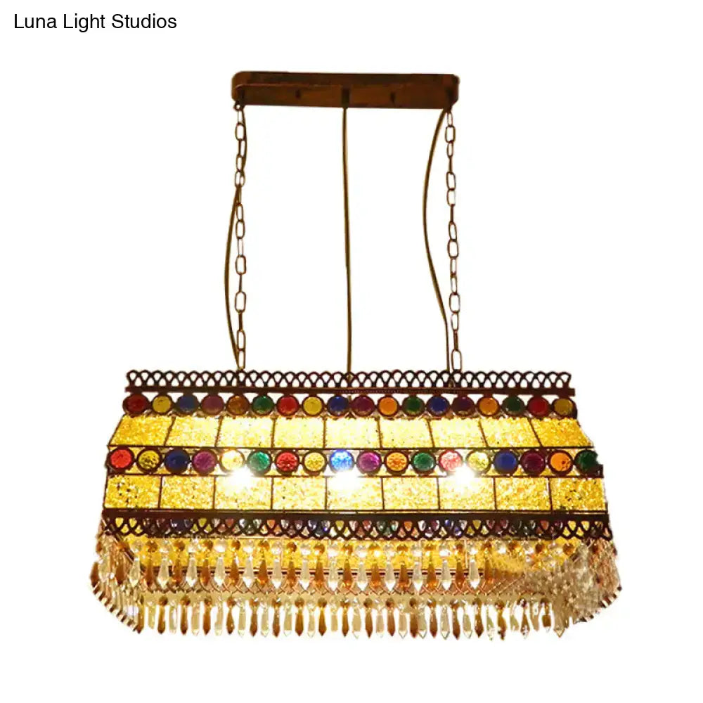 Lámpara colgante de cristal de vidriera del sudeste asiático rectangular para sala de estar