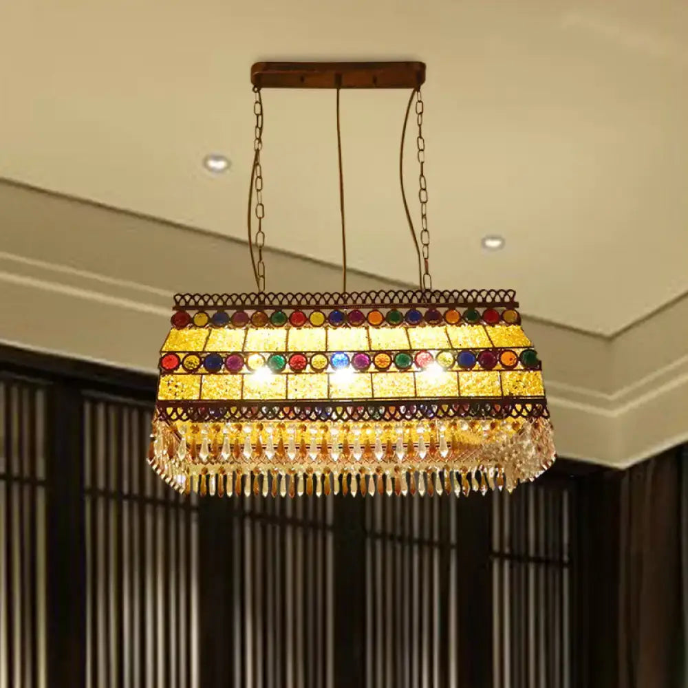 Lámpara colgante de cristal de vidriera del sudeste asiático rectangular para sala de estar