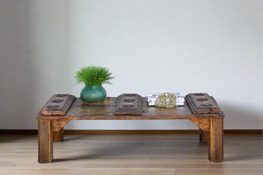 Exceptional Antique Indian Temple Door Coffee Table