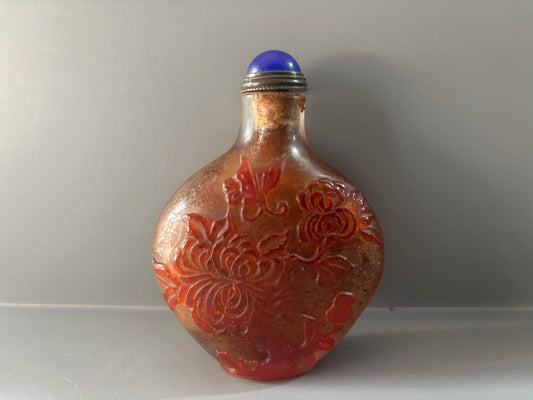 Tabaquera China de Crisantemos Esmaltada en Naranja – Arte Coleccionable