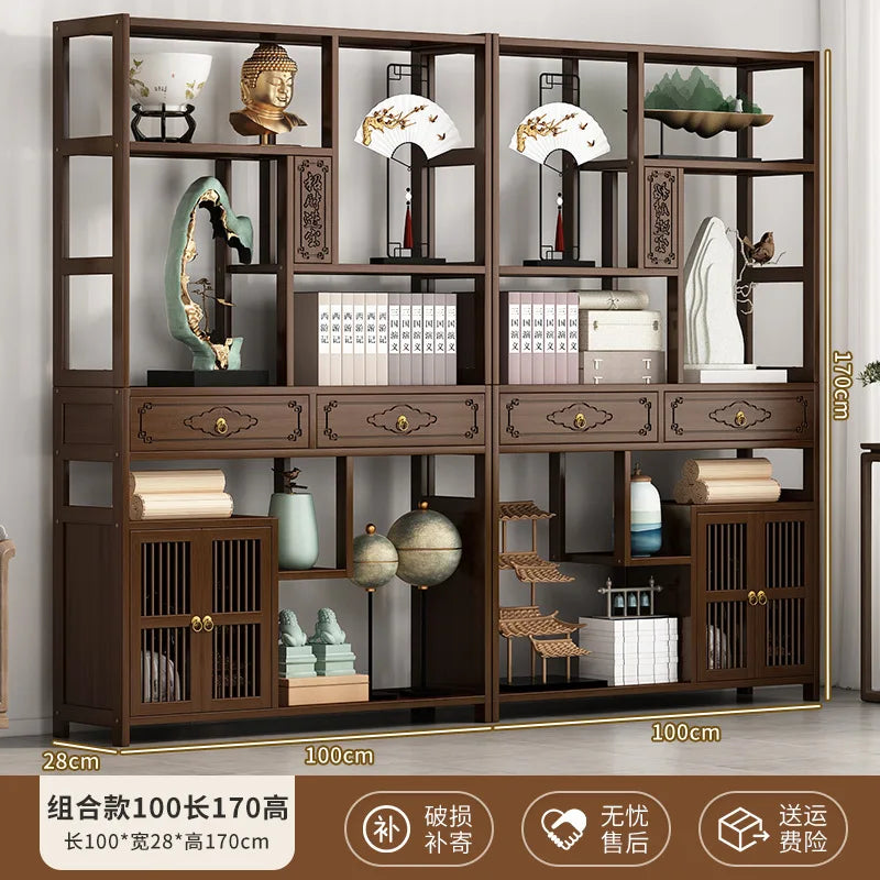 YFY New Chinese Bogu Rack Tea Room High-end Decoration Tea Display Cabinet Office Shelf Living Room Partition Ornament