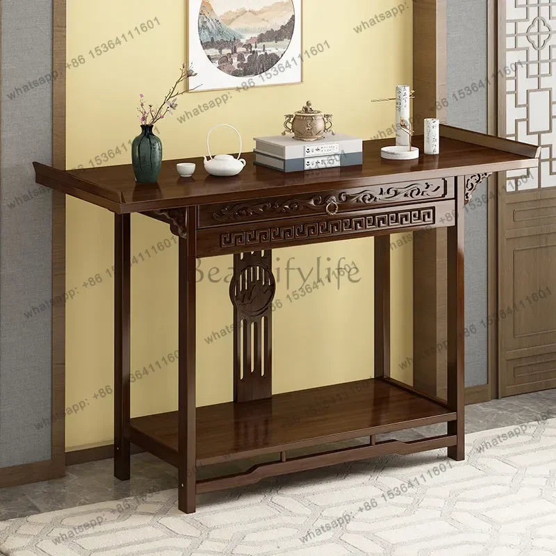 Chinese Style Porch Table, Bamboo Tribute Table, with Drawer Porch Cabinet, Furniture Living Room
