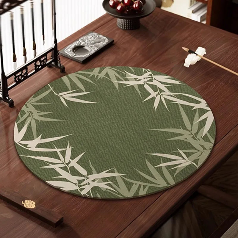 Chinese Calligraphy Mat Round - New Traditional Style Felt Pad for Brush Writing, Painting, Ink Art - Non-Slip Desk Protector