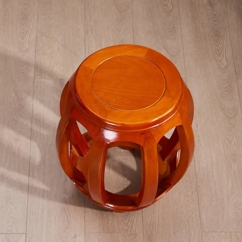Antique Rosewood Drum Stool, Chinese Traditional Round Seat for Living Room & Guzheng, Solid Wood Low Stool for Balcony