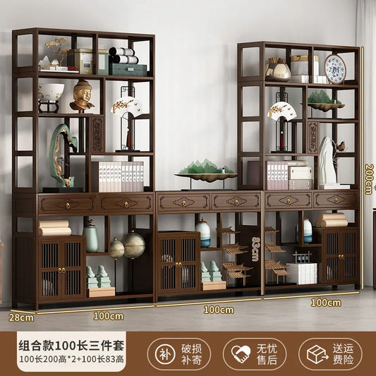 YFY New Chinese Bogu Rack Tea Room High-end Decoration Tea Display Cabinet Office Shelf Living Room Partition Ornament