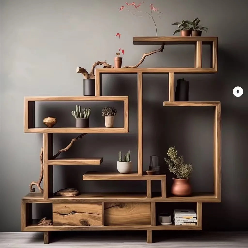 DSA Bogu rack, wabi-sabi wind partition entrance, tea set storage cabinet, new Chinese Duobao Pavilion decoration rack