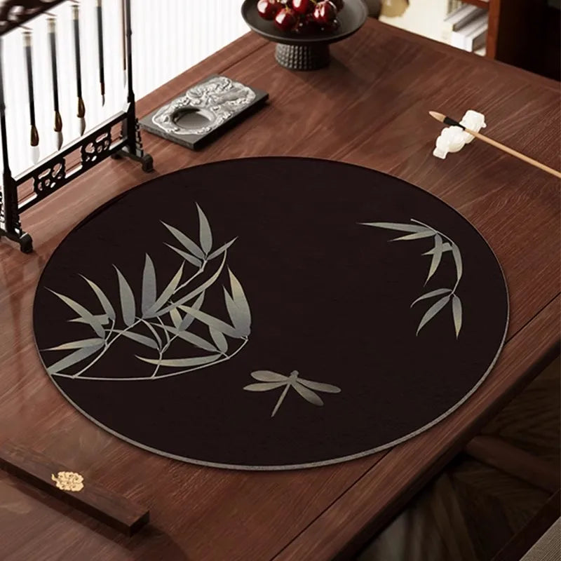 Chinese Calligraphy Mat Round - New Traditional Style Felt Pad for Brush Writing, Painting, Ink Art - Non-Slip Desk Protector