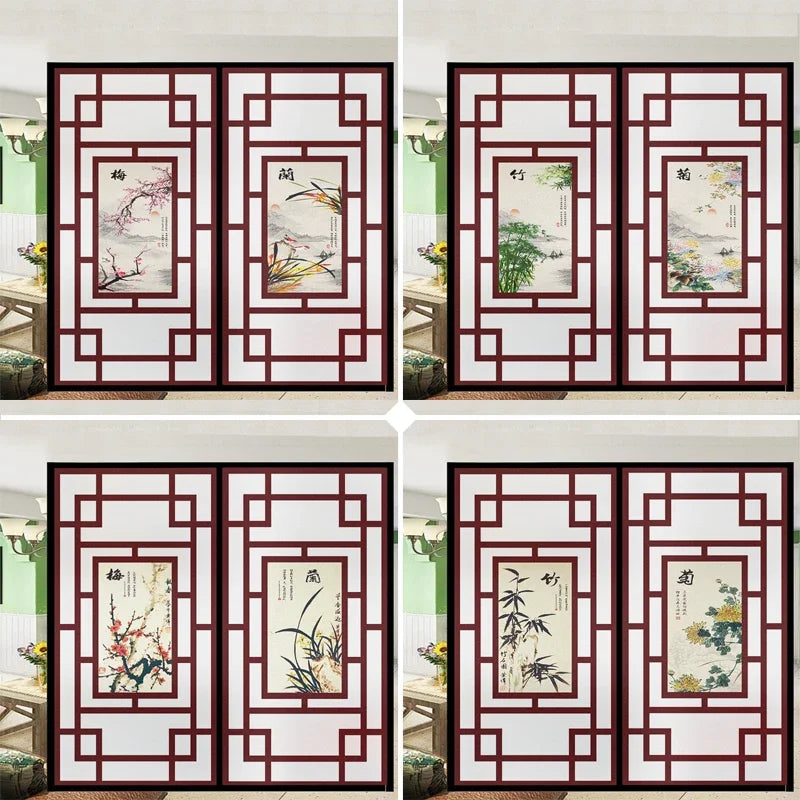 Not Transparent Privacy Window Film UV Blocking Heat Control Glass Sticker Static Cling Frosted Antique Glass Window Decoration