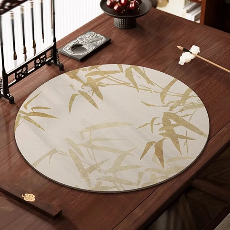 Chinese Calligraphy Mat Round - New Traditional Style Felt Pad for Brush Writing, Painting, Ink Art - Non-Slip Desk Protector