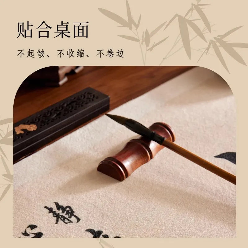 Chinese Calligraphy Mat Round - New Traditional Style Felt Pad for Brush Writing, Painting, Ink Art - Non-Slip Desk Protector