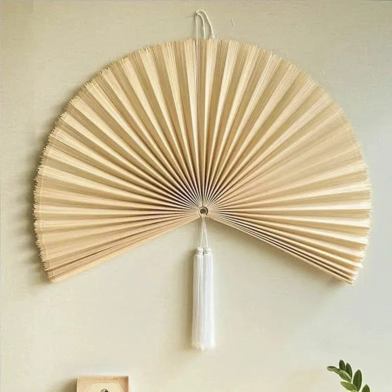 Handcrafted Bamboo Woven Hanging Fan – New Chinese Style Wall Decor & Scene Layout