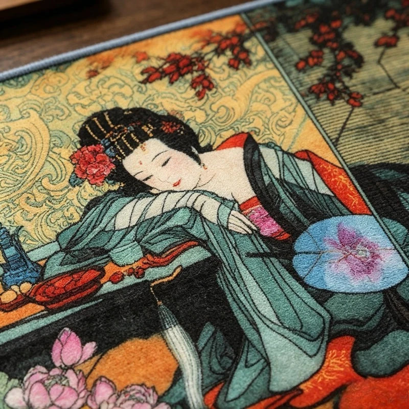 Chinese Ancient Painted Tea Towel, Thickened Suede Gongfu Tea Cloth, Super Absorbent Tea Mat for Tea Ceremony