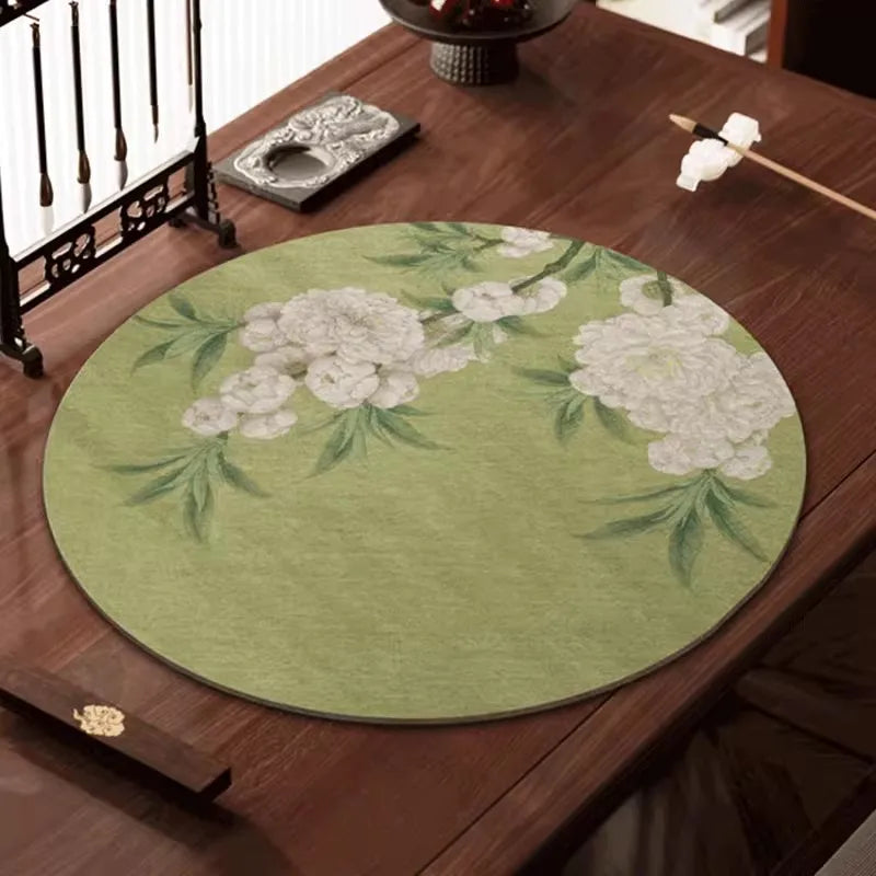 Chinese Calligraphy Mat Round - New Traditional Style Felt Pad for Brush Writing, Painting, Ink Art - Non-Slip Desk Protector