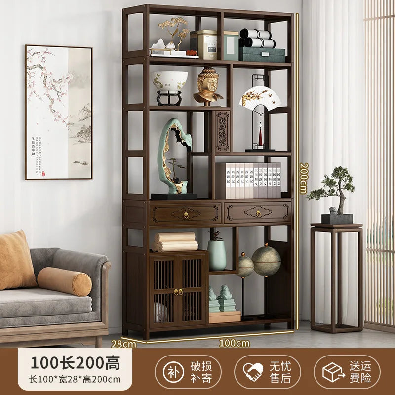 YFY New Chinese Bogu Rack Tea Room High-end Decoration Tea Display Cabinet Office Shelf Living Room Partition Ornament