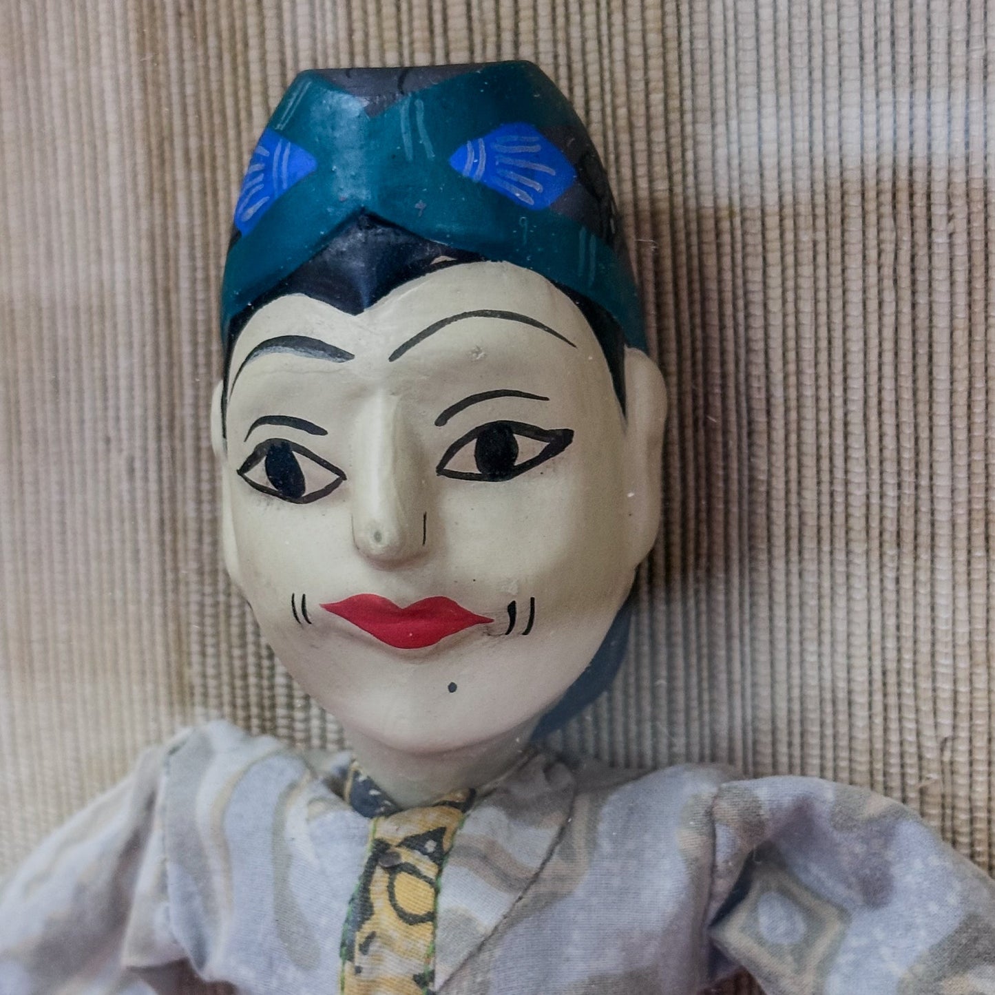 Vintage Framed Thai Stick Puppet Set