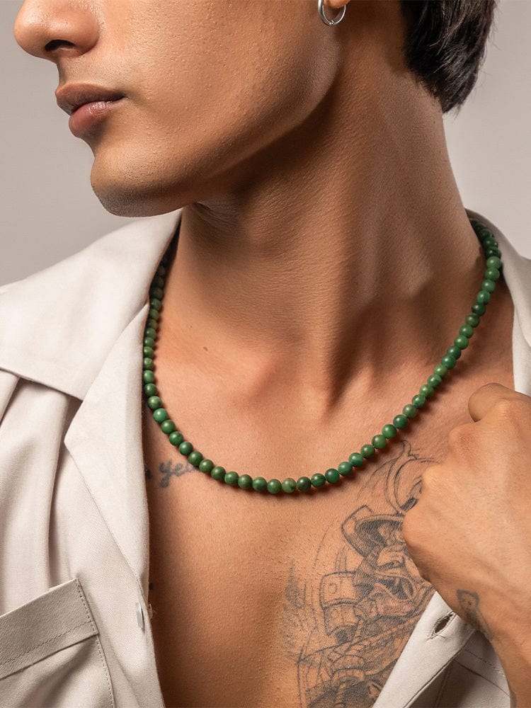 Collar de cuentas de jade verde